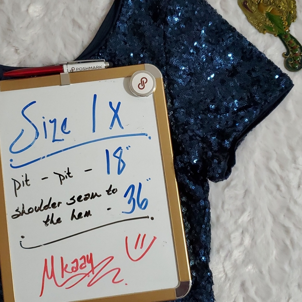 FOREVER 21 Blue sequin crop zip back dazzling +1X - Picture 5 of 8